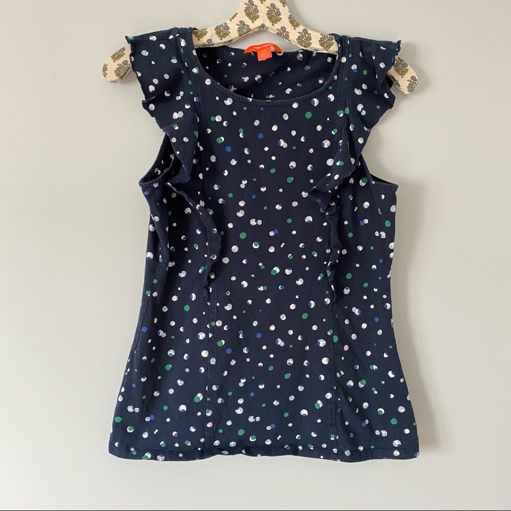 Polka dot ruffle sleeveless top